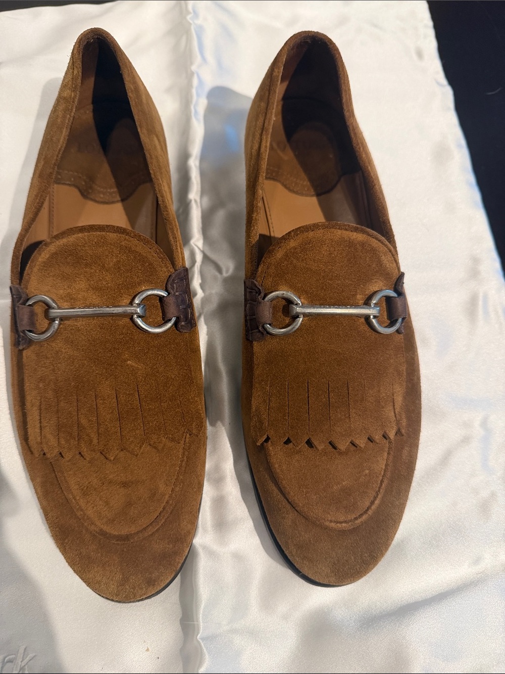 Men's Suede Bit Loafers in Cognac Brown made in